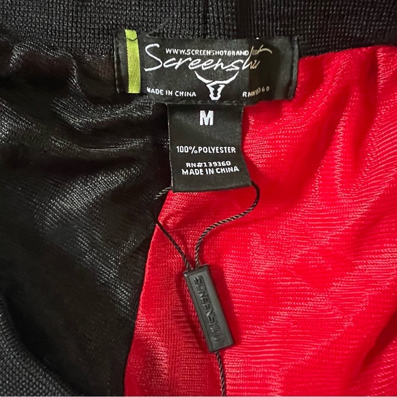 Color Block Mesh Shorts SS1113 (Black /Red) Sz M With Appliqué - Picture 4 of 5